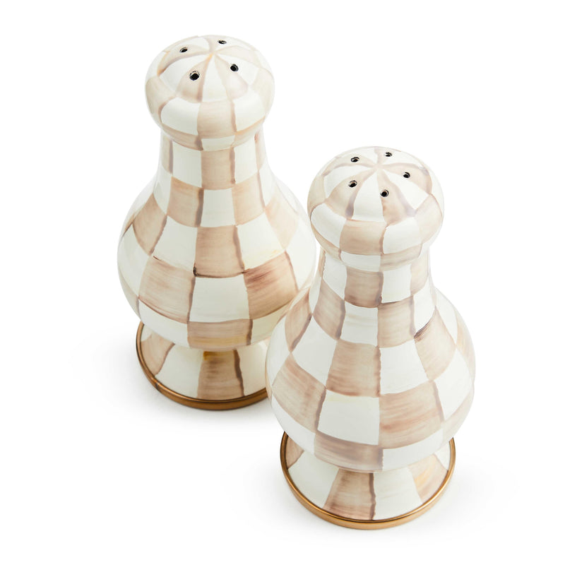 MacKenzie-Childs Salt & Pepper Sets Mocha Check Large Salt & Pepper Shakers