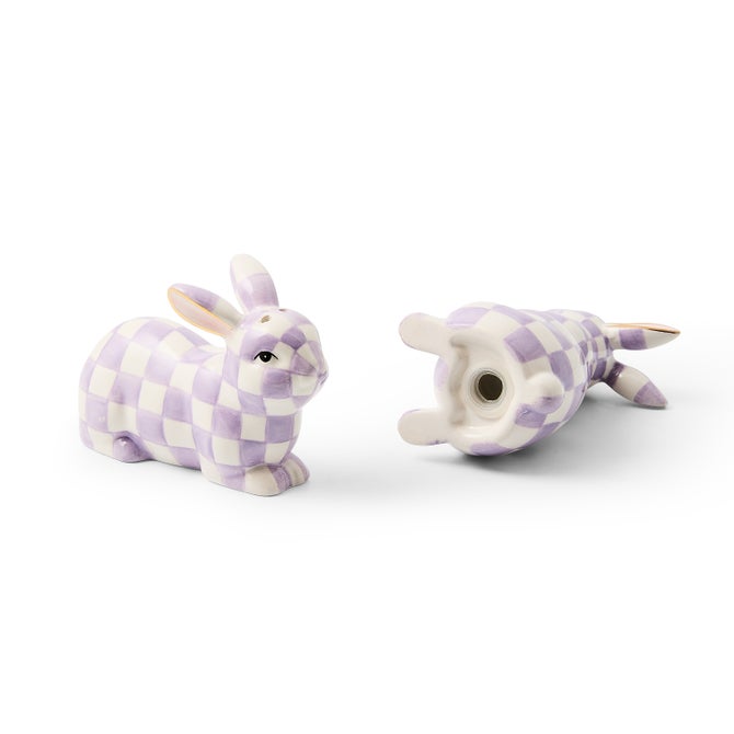 MacKenzie-Childs Salt & Pepper Sets Violet Check Bunny Salt and Pepper Set