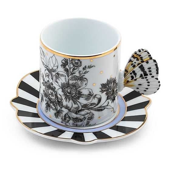 MacKenzie-Childs Saucers Butterfly Toile Mug & Saucer Set