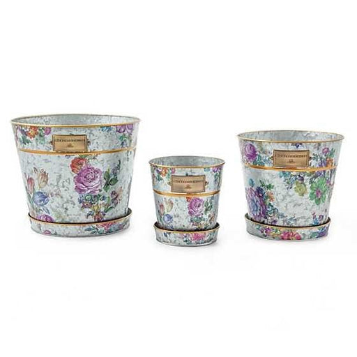 MacKenzie-Childs Saucers Flower Market Pots & Saucers, Set of 3