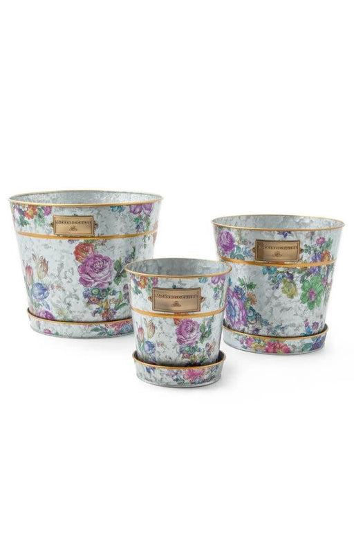 MacKenzie-Childs Saucers Flower Market Pots & Saucers, Set of 3