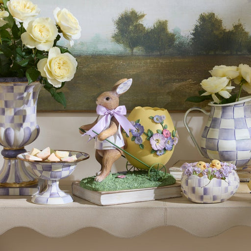 MacKenzie-Childs Seasonal Decor Pansy Party Bunny and Cart Centerpiece
