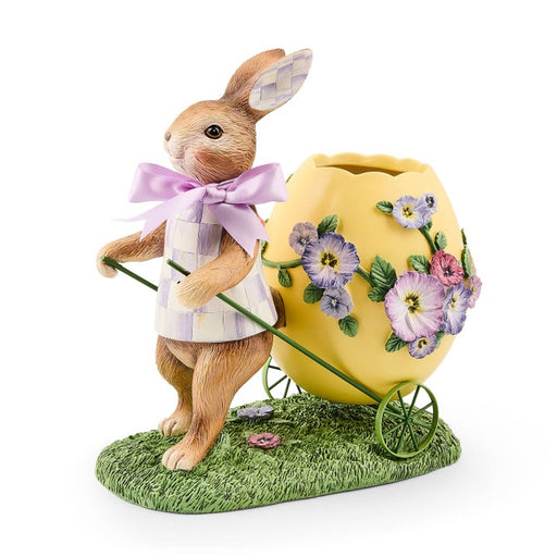 MacKenzie-Childs Seasonal Decor Pansy Party Bunny and Cart Centerpiece