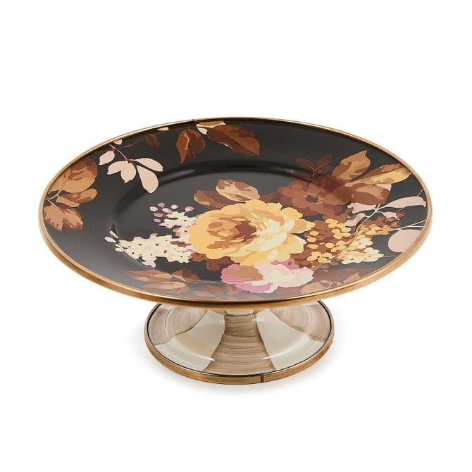 MacKenzie-Childs Serveware Mackenzie-Childs Wild Rose Brown Mini Pedestal Platter
