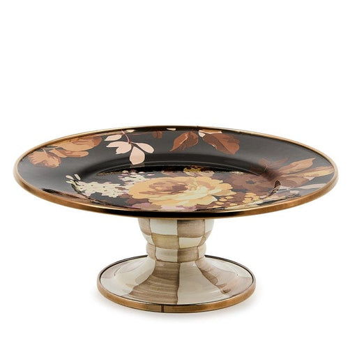 MacKenzie-Childs Serveware Mackenzie-Childs Wild Rose Brown Mini Pedestal Platter