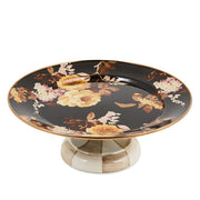 MacKenzie-Childs Serveware Mackenzie-Childs Wild Rose Brown Small Pedestal Platter