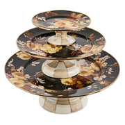 MacKenzie-Childs Serveware Mackenzie-Childs Wild Rose Brown Small Pedestal Platter