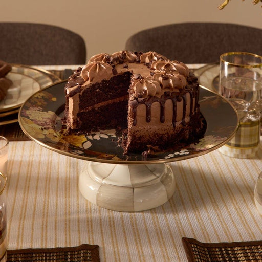 MacKenzie-Childs Serveware Mackenzie-Childs Wild Rose Brown Small Pedestal Platter