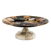 MacKenzie-Childs Serveware Mackenzie-Childs Wild Rose Brown Small Pedestal Platter