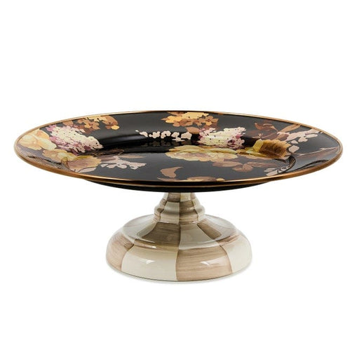MacKenzie-Childs Serveware Mackenzie-Childs Wild Rose Brown Small Pedestal Platter