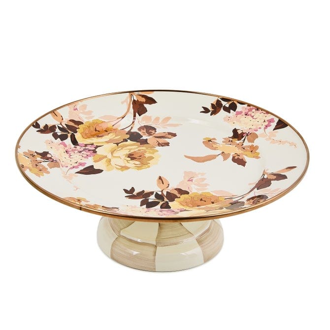 MacKenzie-Childs Serveware Mackenzie-Childs Wild Rose White Small Pedestal Platter