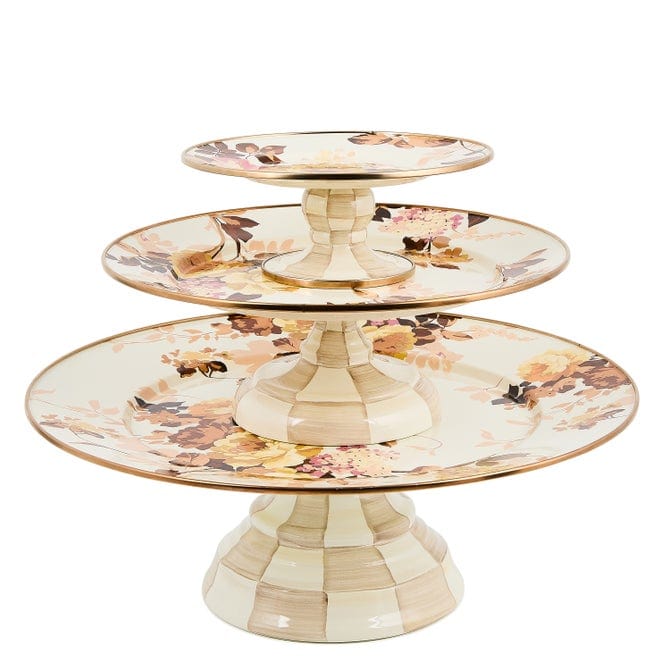 MacKenzie-Childs Serveware Mackenzie-Childs Wild Rose White Small Pedestal Platter