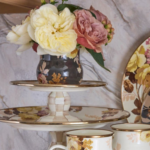 MacKenzie-Childs Serveware Mackenzie-Childs Wild Rose White Small Pedestal Platter