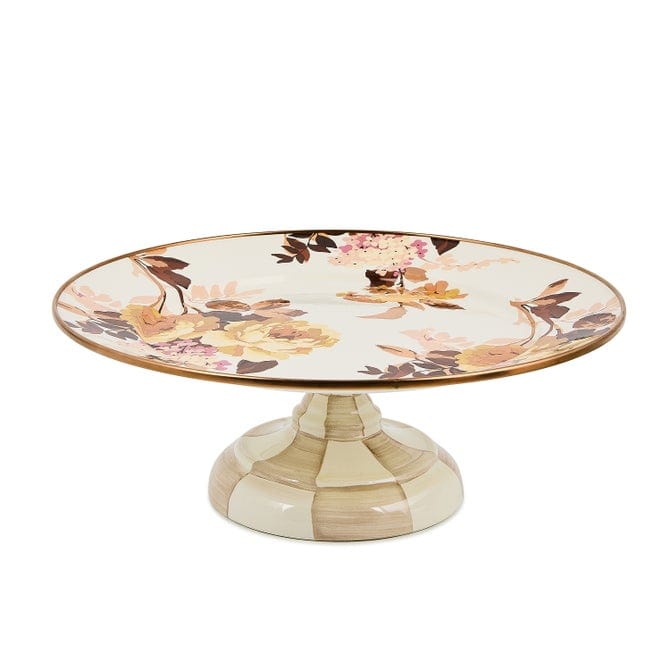 MacKenzie-Childs Serveware Mackenzie-Childs Wild Rose White Small Pedestal Platter