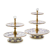 MacKenzie-Childs Serveware Violet Check Three Tier Sweet Stand