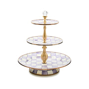MacKenzie-Childs Serveware Violet Check Three Tier Sweet Stand