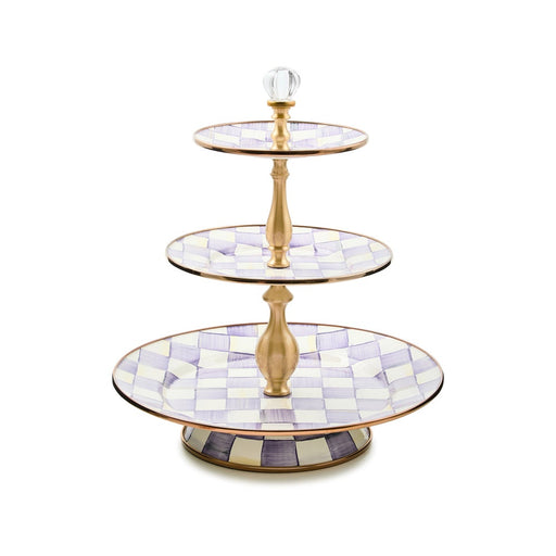 MacKenzie-Childs Serveware Violet Check Three Tier Sweet Stand