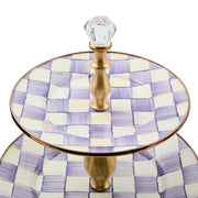 MacKenzie-Childs Serveware Violet Check Two Tier Sweet Stand