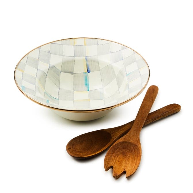 MacKenzie-Childs Serving Bowl Sterling Check Salad Serving Set