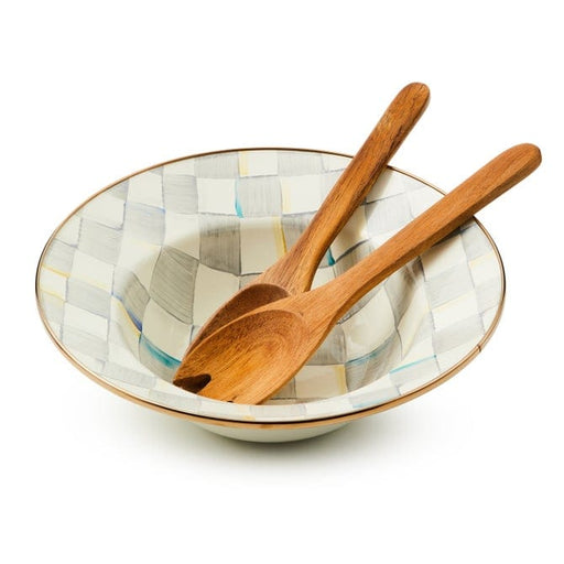 MacKenzie-Childs Serving Bowl Sterling Check Salad Serving Set