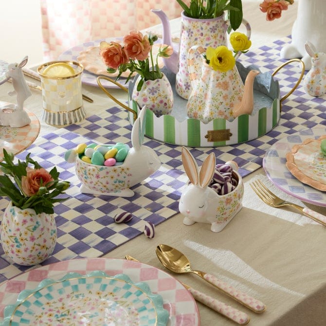MacKenzie-Childs Serving Dishes Posie Patch Ceramic Rabbit Candy Dishes, Set of 3