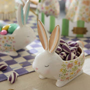 MacKenzie-Childs Serving Dishes Posie Patch Ceramic Rabbit Candy Dishes, Set of 3