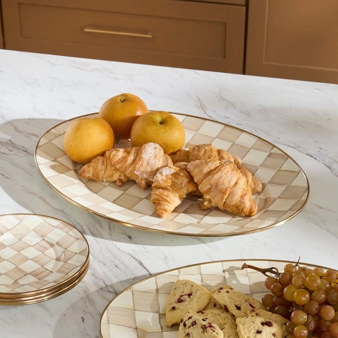 MacKenzie-Childs Serving Platter Mackenzie-Childs Mocha Check Medium Oval Platter