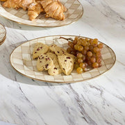 MacKenzie-Childs Serving Platter Mackenzie-Childs Mocha Check Small Oval Platter