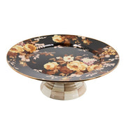 MacKenzie-Childs Serving Platter Mackenzie-Childs Wild Rose Brown Large Pedestal Platter