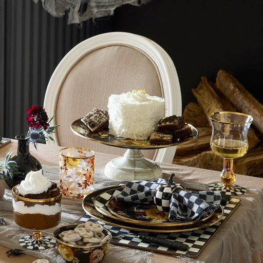 MacKenzie-Childs Serving Platter Mackenzie-Childs Wild Rose Brown Large Pedestal Platter