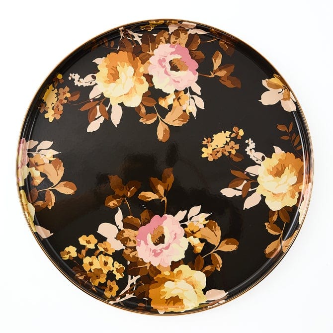 MacKenzie-Childs Serving Platter Mackenzie-Childs Wild Rose Brown Round Tray