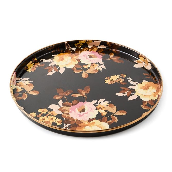 MacKenzie-Childs Serving Platter Mackenzie-Childs Wild Rose Brown Round Tray