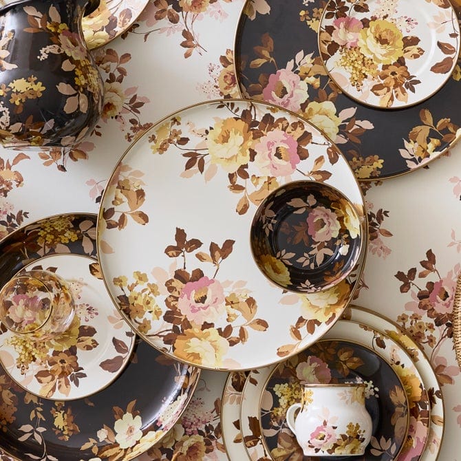 MacKenzie-Childs Serving Platter Mackenzie-Childs  Wild Rose White Round Tray