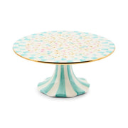MacKenzie-Childs Serving Platter Posie Patch Small Ceramic Pedestal Platter