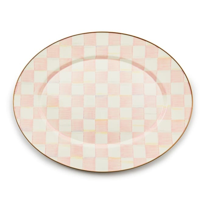 MacKenzie-Childs Serving Platter Rosy Check Large Oval Platter