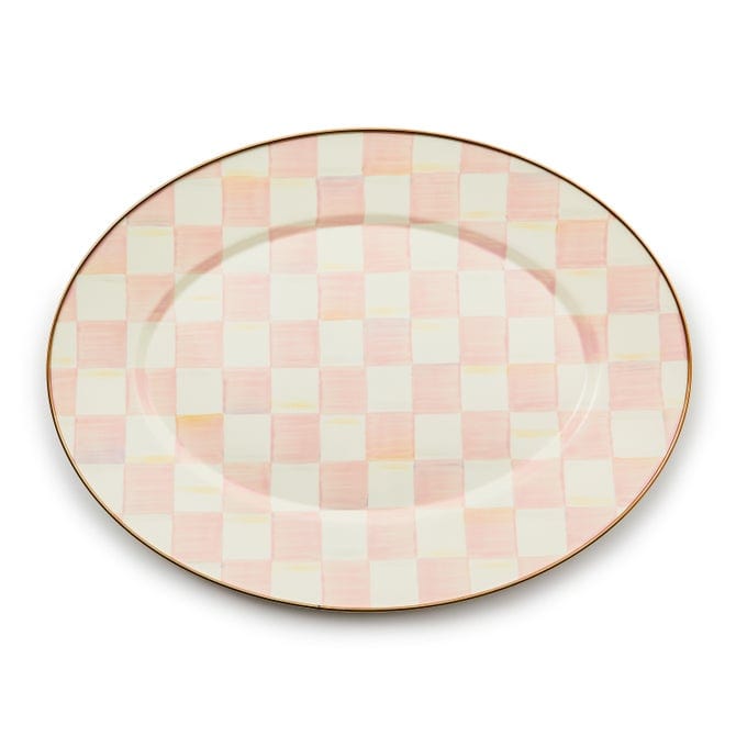 MacKenzie-Childs Serving Platter Rosy Check Medium Oval Platter