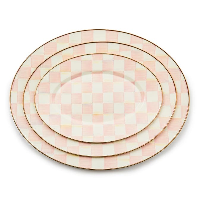 MacKenzie-Childs Serving Platter Rosy Check Medium Oval Platter