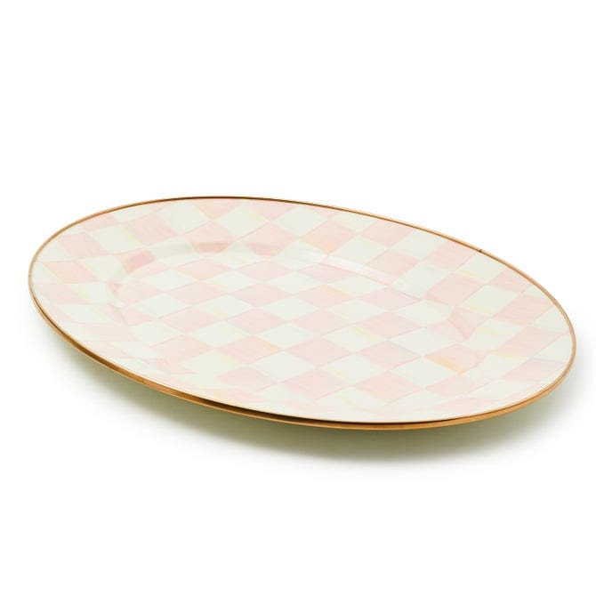 MacKenzie-Childs Serving Platter Rosy Check Medium Oval Platter