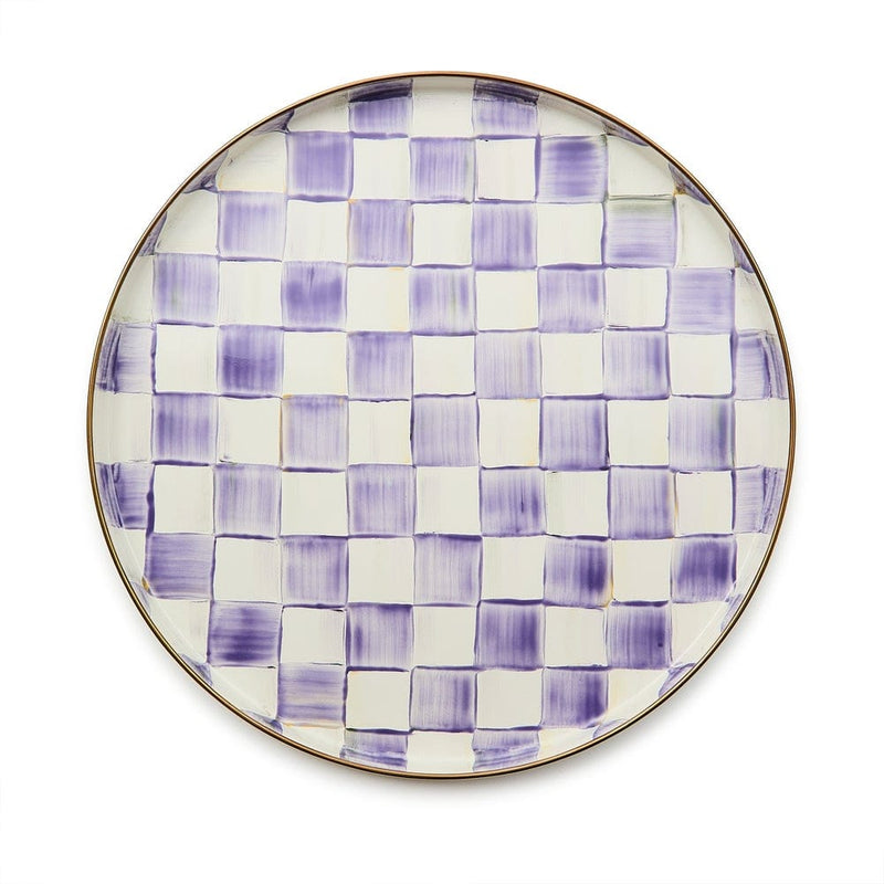 MacKenzie-Childs Serving Platter Violet Check Round Tray