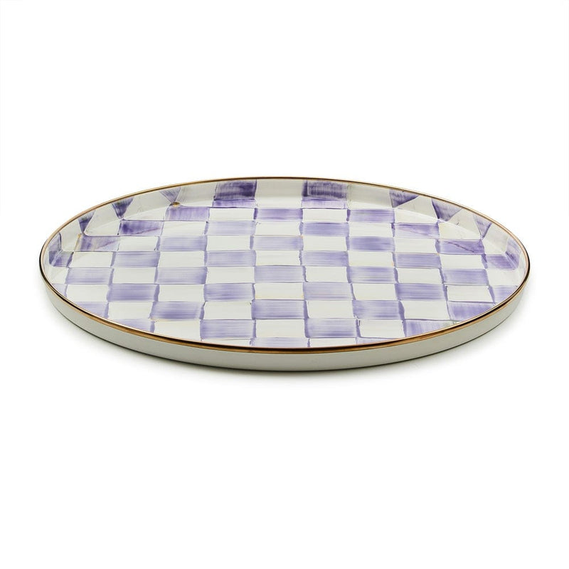 MacKenzie-Childs Serving Platter Violet Check Round Tray