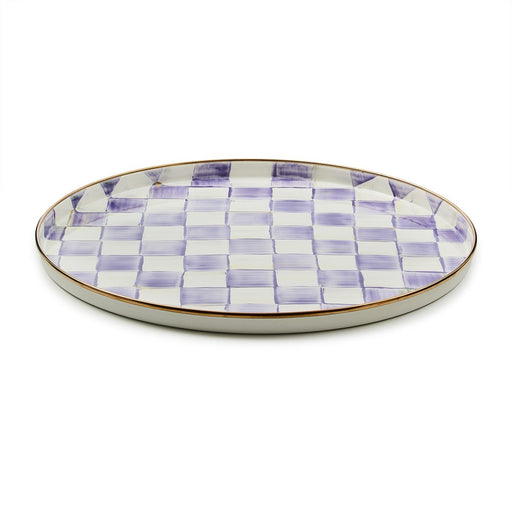MacKenzie-Childs Serving Platter Violet Check Round Tray