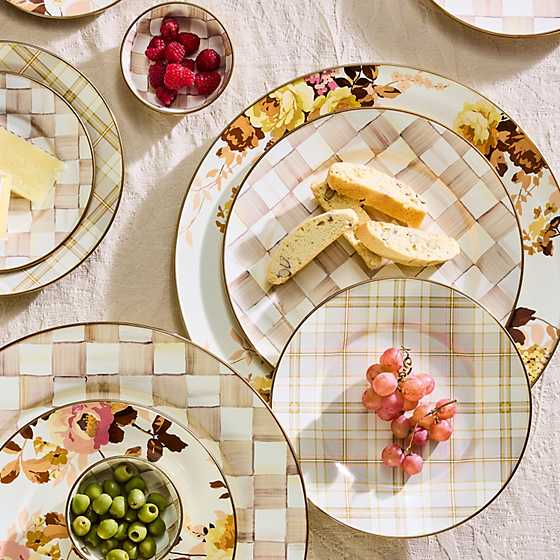 MacKenzie-Childs Serving Platter Wild Rose White Serving Platter