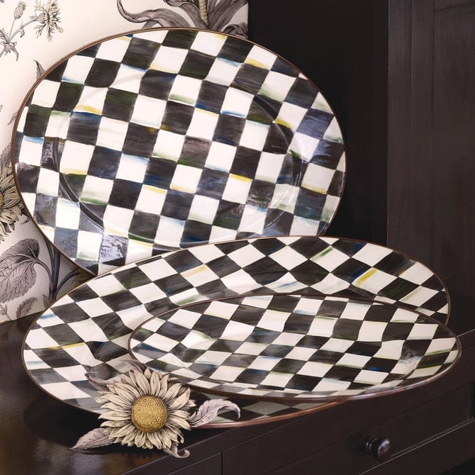 MacKenzie-Childs Serving Platters MacKenzie-Childs Courtly Check Enamel Oval Platter - Large