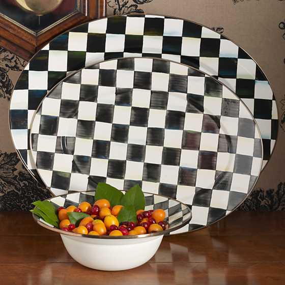 MacKenzie-Childs Serving Platters Mackenzie-Childs Courtly Check Enamel Oval Platter - Medium