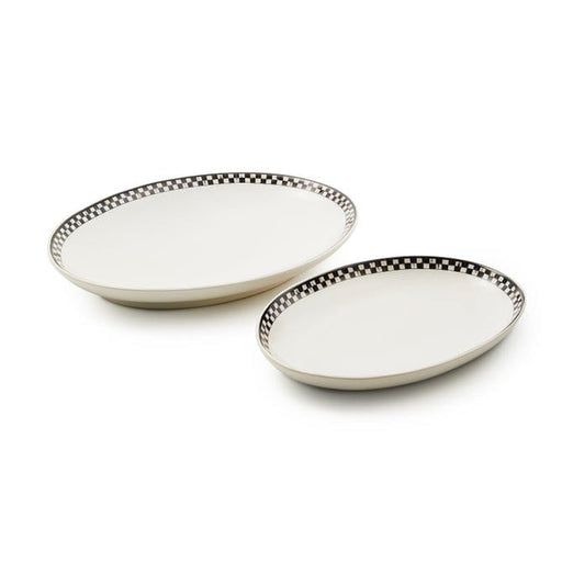 MacKenzie-Childs Serving Platters Mackenzie Childs Courtly Check Everyday Oval Platters, Set of 2