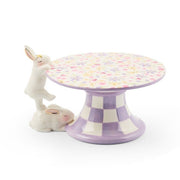 MacKenzie-Childs Serving Platters Posie Patch Mini Bunny Ceramic Pedestal Platter