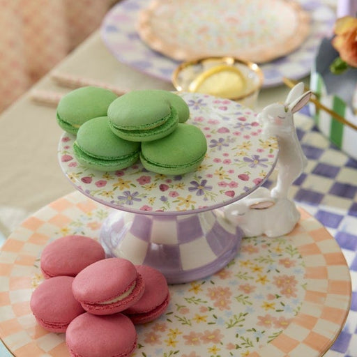 MacKenzie-Childs Serving Platters Posie Patch Mini Bunny Ceramic Pedestal Platter