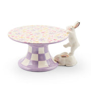 MacKenzie-Childs Serving Platters Posie Patch Mini Bunny Ceramic Pedestal Platter