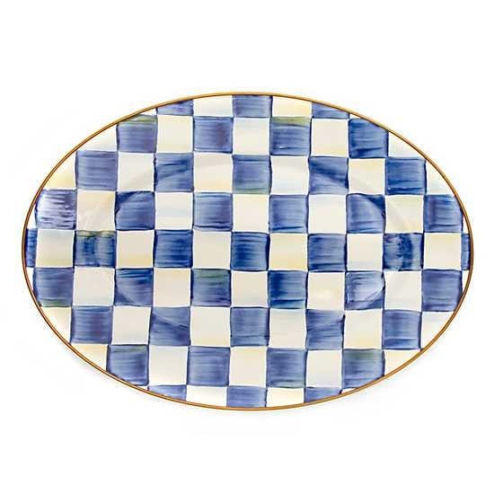 MacKenzie-Childs Serving Platters Royal Check Enamel Oval Platter - Small