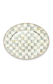 MacKenzie-Childs Serving Platters Sterling Check Enamel Oval Platter - Large